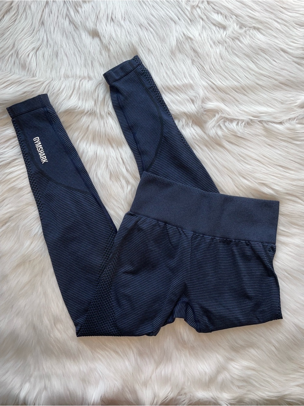 Gymshark seamless leggings blue stripe women’s S small full length ankle contour